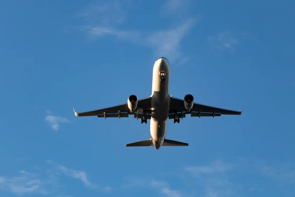 A commercial jet takes flight