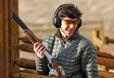 A hunter hones his clay pigeon skills